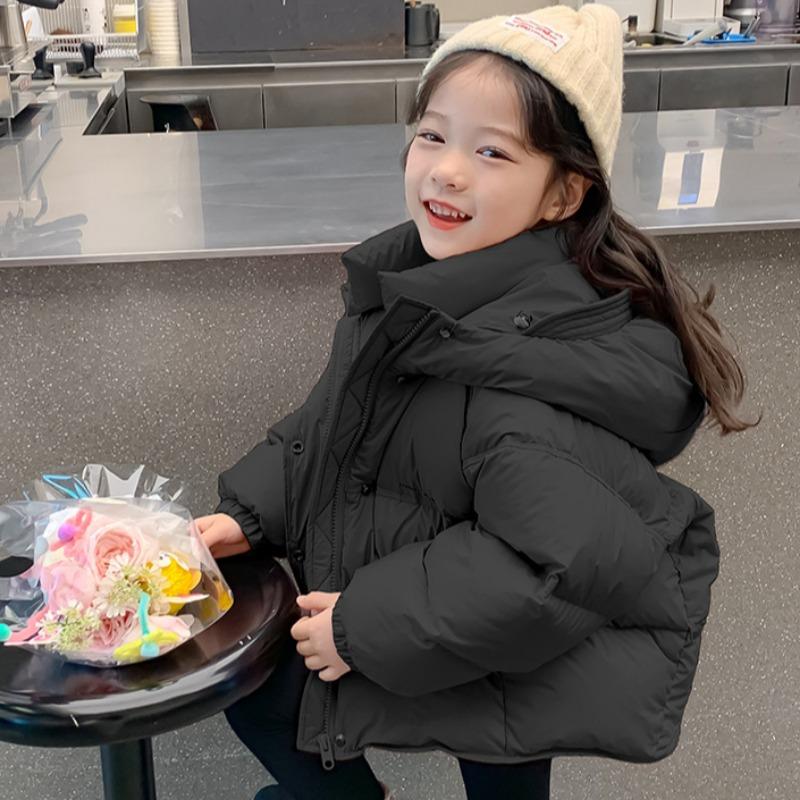 Новая стильная куртка на гусином пуху для девочек, стильная зимняя куртка, детская одежда, трехслойное пальто, теплая детская зимняя одежда