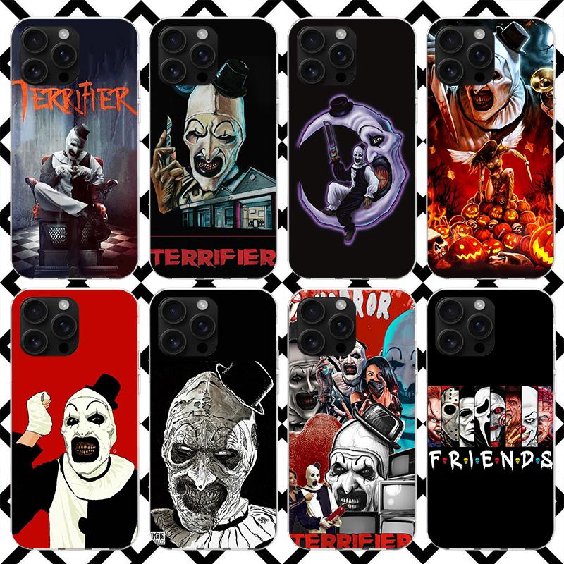 Horror Movie Terrifier Phone Case for iPhone 17 Air 16 16E 15 14 Plus 13 Mini 12 11 Pro Max 7 8 + SE 2020 Soft Cover Fundas 17 A