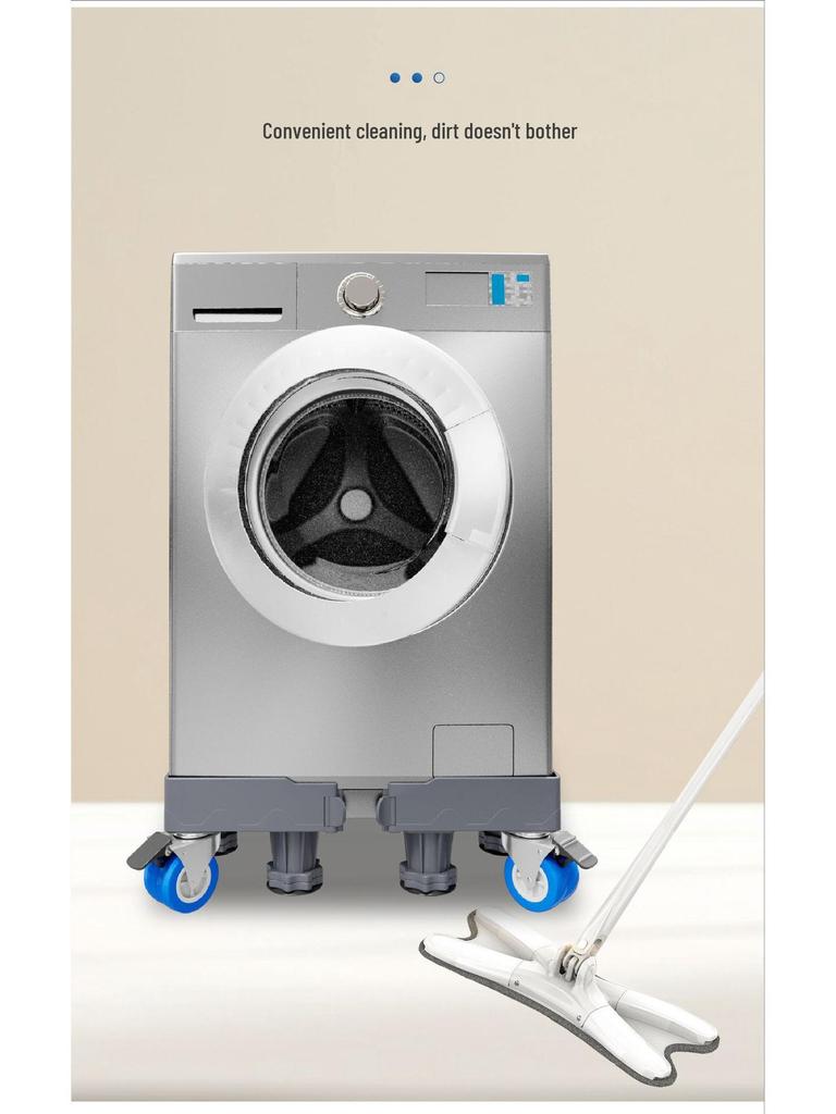 Серый регулируемый мобильный стенд для стиральной машины с колесами и тормозами