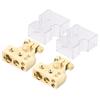 Pair of Car Battery Terminal Positive & Negative Connector Clamp Gold for 0 1 2 4 8 AWG Gauge