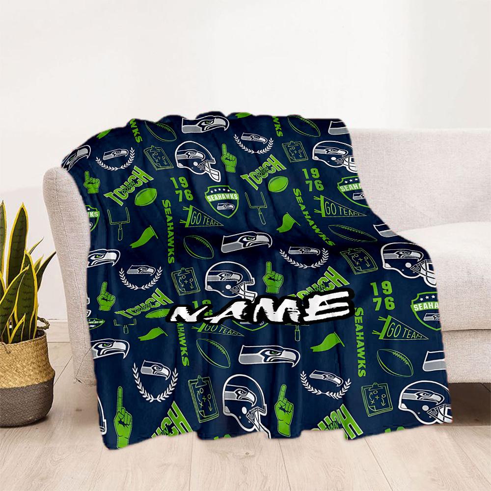 Seahawks Helmet Customize Text Blanket Throw Personalized Blanket Warmthful Decor Suitable for Office Chair Chair Living Room Livingroom All-Season Us