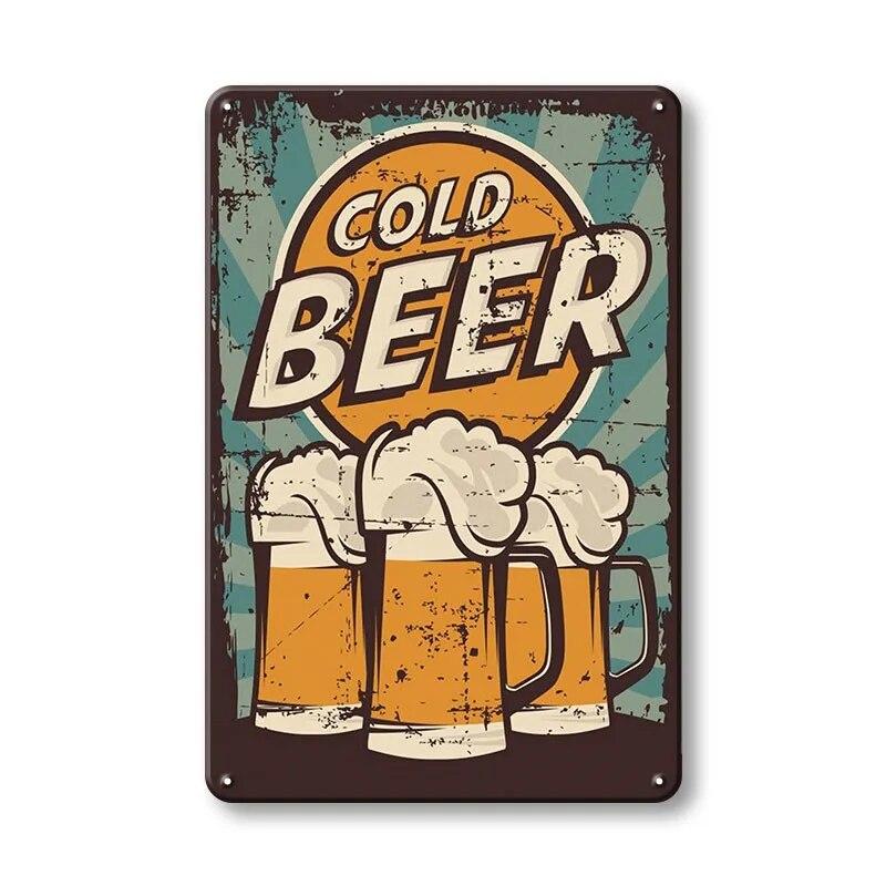 Знаки холодного пива, металлическая табличка, пиво, поднимающее настроение, винтажные постеры для мужчин, пещерный бар, паб, клуб, жестяная тарелка, художественные настенные наклейки, домашний декор