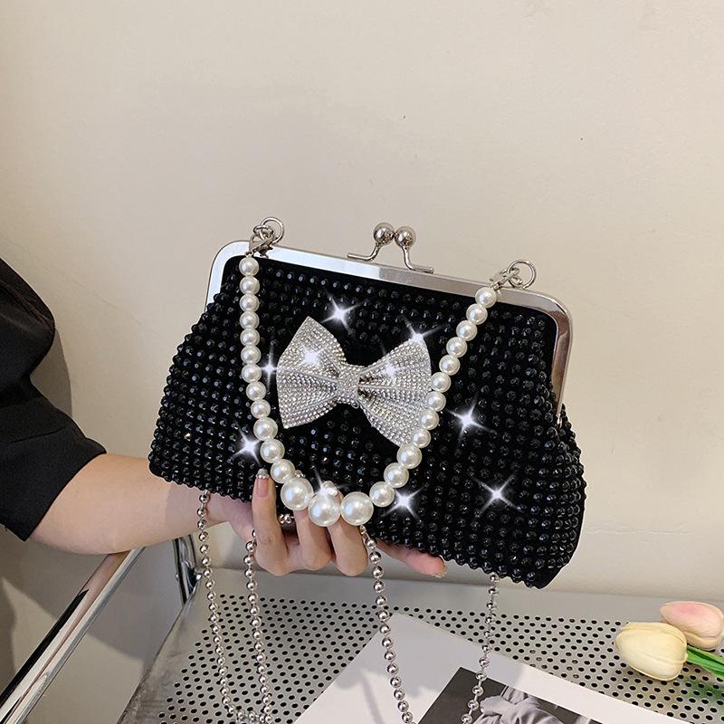 Модная сумка для ужина с бриллиантовым бантом, женская литературная ручная сумка через плечо
