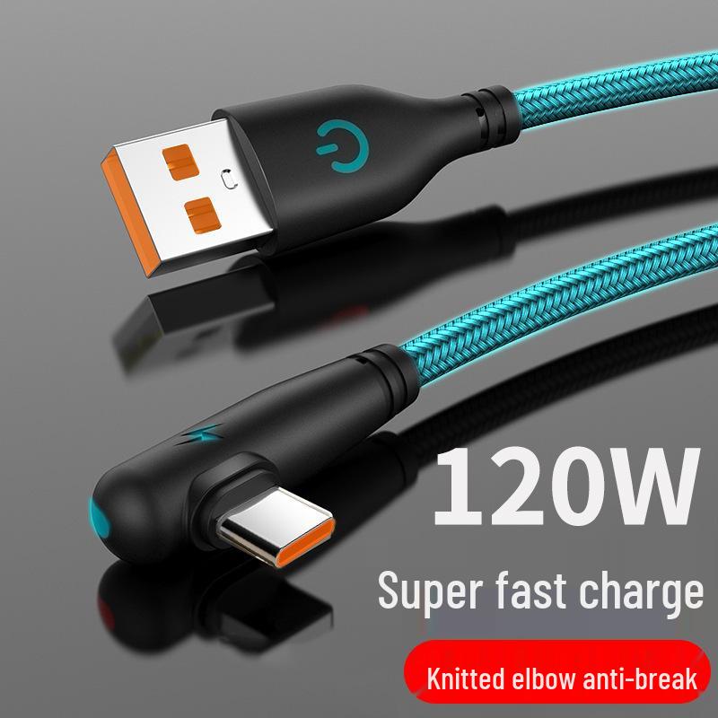 Плетеный кабель USB-C для быстрой зарядки 120 Вт для Huawei Honor 6A