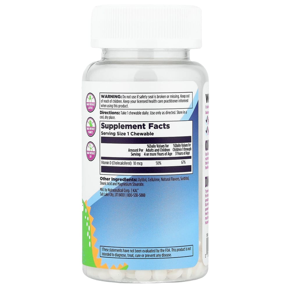 KAL Dinosaurs Vitamin D-Rex Bubblegum Chewable 90 Tablets