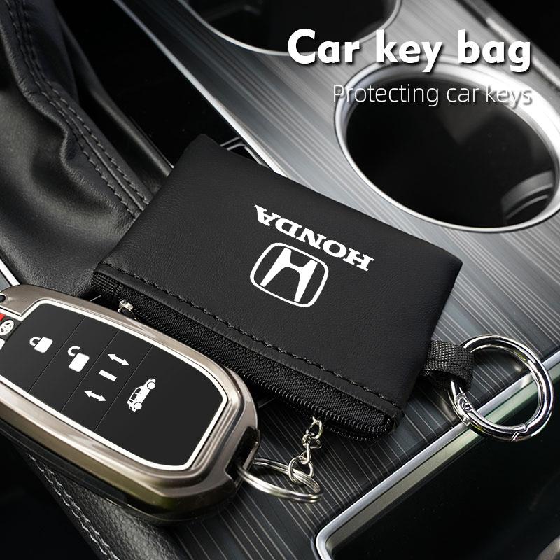 Car Leather Key Case Keychain Mini Storage Bag Auto Accessories For Honda civic accord fit jazz pilot CRV odyssey passport city PS5