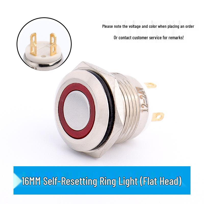 LED Ring Metal Push Button Switch: 12mm, 16mm, 19mm, 22mm - Momentary & Latching Options