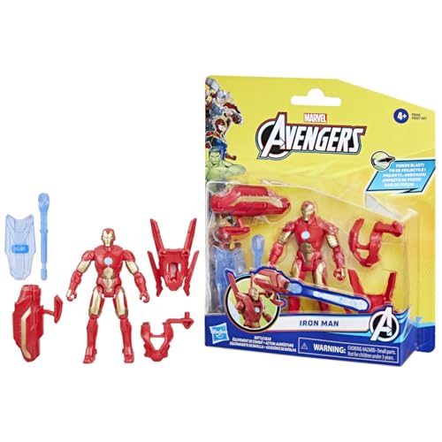Hasbro Marvel Avengers Epic Hero Series Battle Gear Iron Man Action Figure, 4-inch (10 cm) size, Superhero Toy for ages 4 and up, F9342, Authentic