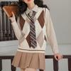 Весенне-осенний женский вязаный жилет-рубашка в корейском ретро-стиле колледжа, женский свитер-жилет