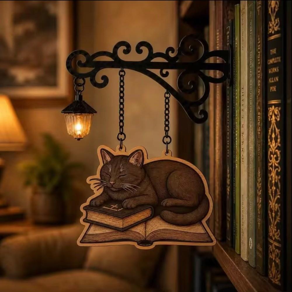 Vintage Bookshelf Lantern Light Wooden Bookshelf Lamp Bookshelf Ghost Light  Library