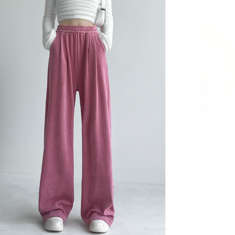 Kapok Velvet Wide-leg Pants for Women Loose and Lazy Draped Floor Casual Yamamoto Pants High Waist Narrow Version Straight Pants for Women