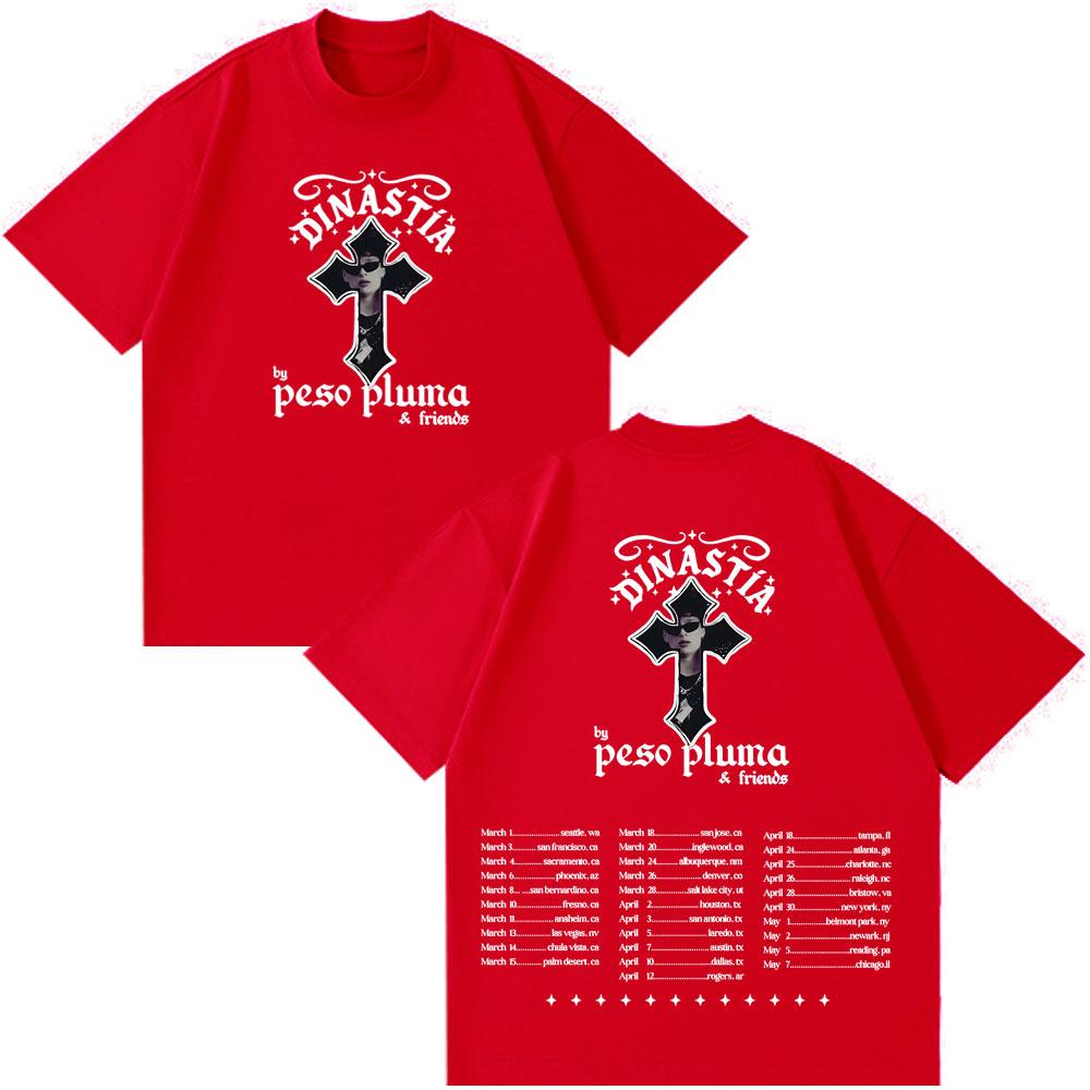 Peso Pluma Dinastia TOUR 2026 Print Tshirt Men Women Fashion Casual Tshirt Shortsleeved Cotton Hiphop Tshirts Streetwear