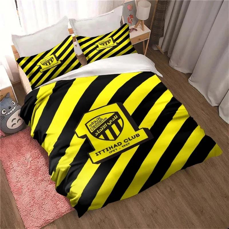 Al-Ittihad Club Jeddah Комплект постельного белья для мальчиков и девочек, двуспальный, пододеяльник, наволочка, детская, взрослая, мода, домашний текстиль, текстиль