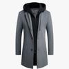 Autumn Winter Men Hooded Wool Jacket Autumn Mens Long Windproof Wool Coat Casual Thick Slim Jacket Male Size