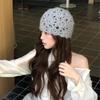 Hollow Knitted Pullover Hat Solid Color Beanies Cap Casual Crochet Flower Hat  Streetwear