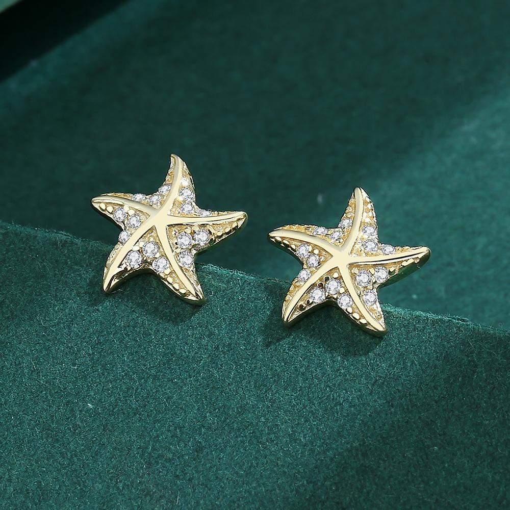 Изысканные желтые серьги с пентаграммой и цирконом из стерлингового серебра для женщин, простые серьги в форме морской звезды, ювелирные изделия из стерлингового серебра, подарок для пары, вечерние серебряные украшения