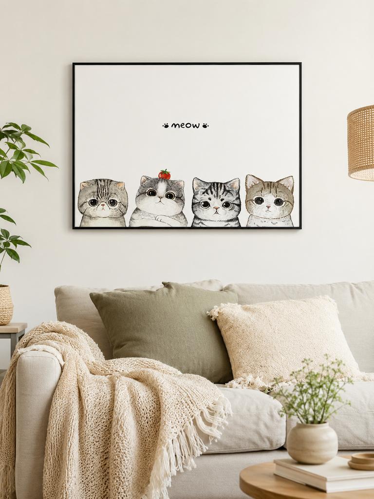 Paint by Numbers with Frame Pictures for Painting - Cats 50X40