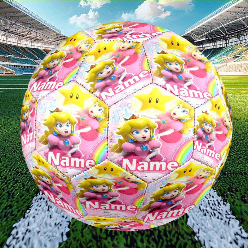 Custom Name Personalized Princess Peach Toadstool Print Size 5 Soccer Ball Training & Match Football, for Team, Kicking, Gift for Football Enthusiasts