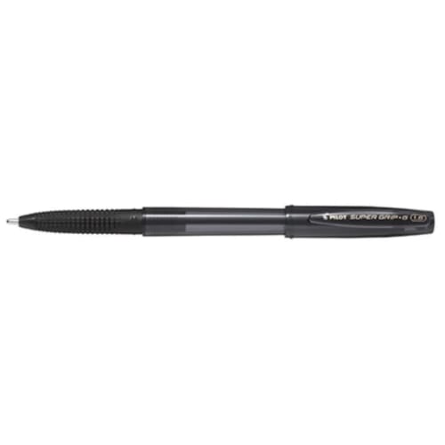 Pilot Oil-based Ballpoint Pen, Super Grip G, Cap Type, 1.6mm, Super Thick, Black Shaft, Black Core, BSGC-10BB-BB, Set of 10