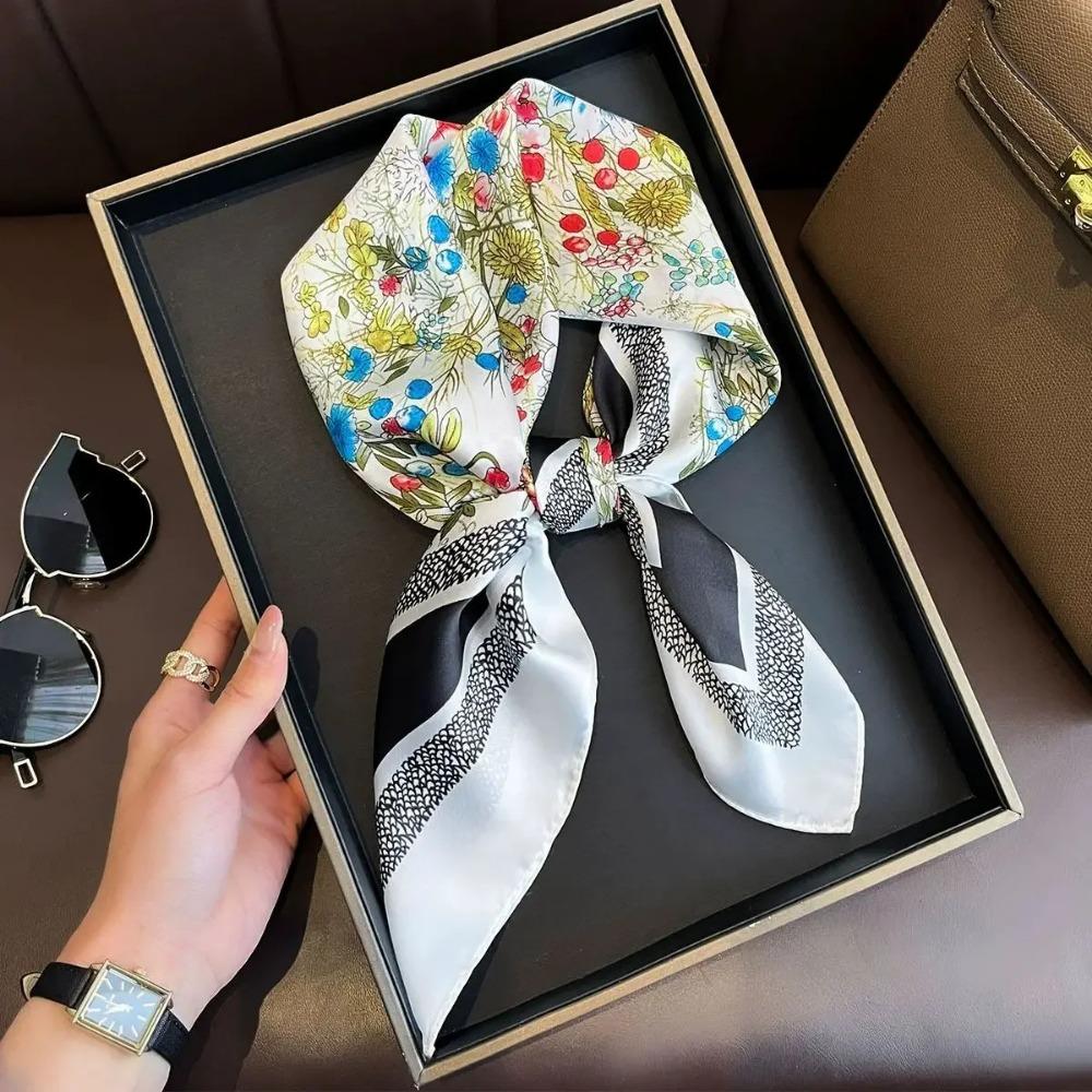 Модный бренд класса люкс 70 см шелковый квадратный шарф женский шейный платок женский бандана для волос платок шаль хиджаб эшарп