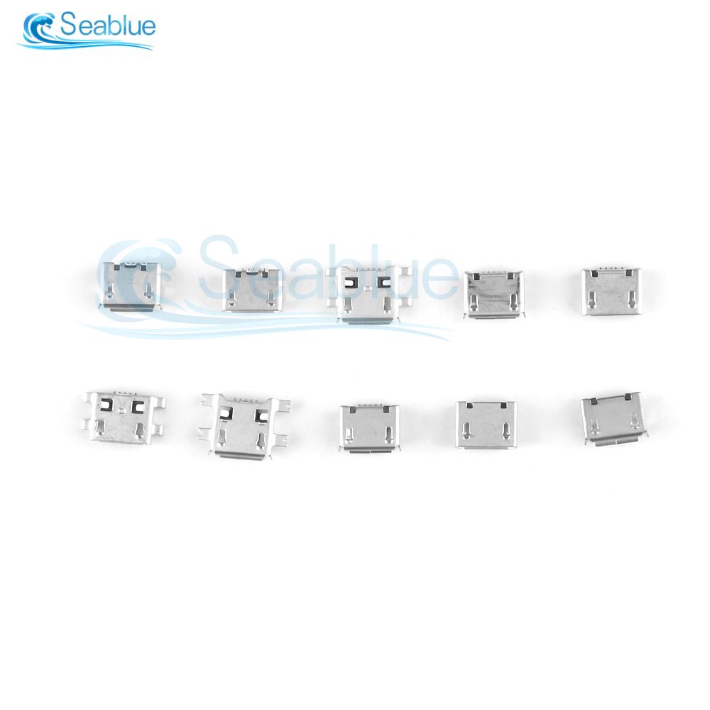 50/100PCS USB Connector Set All Copper Micro-USB 5 Pin Socket Jack 10 Models USB Socket Female Chassis Connector Wire Connectors