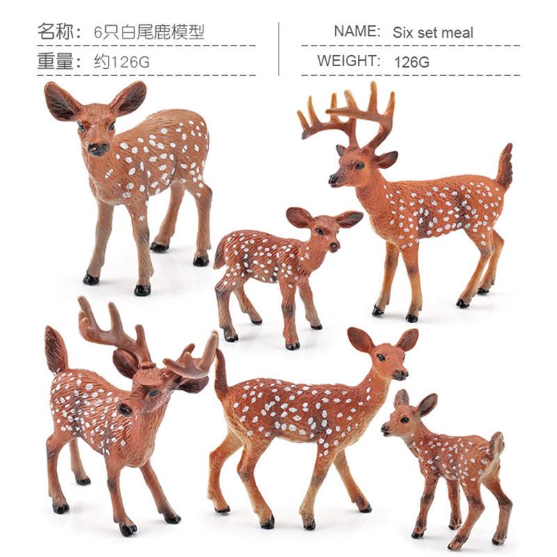 Children'S Science And Education Cognition Simulation Forest Animal Red White-Tailed Deer Elk Sika Deer Model Ornament Toy