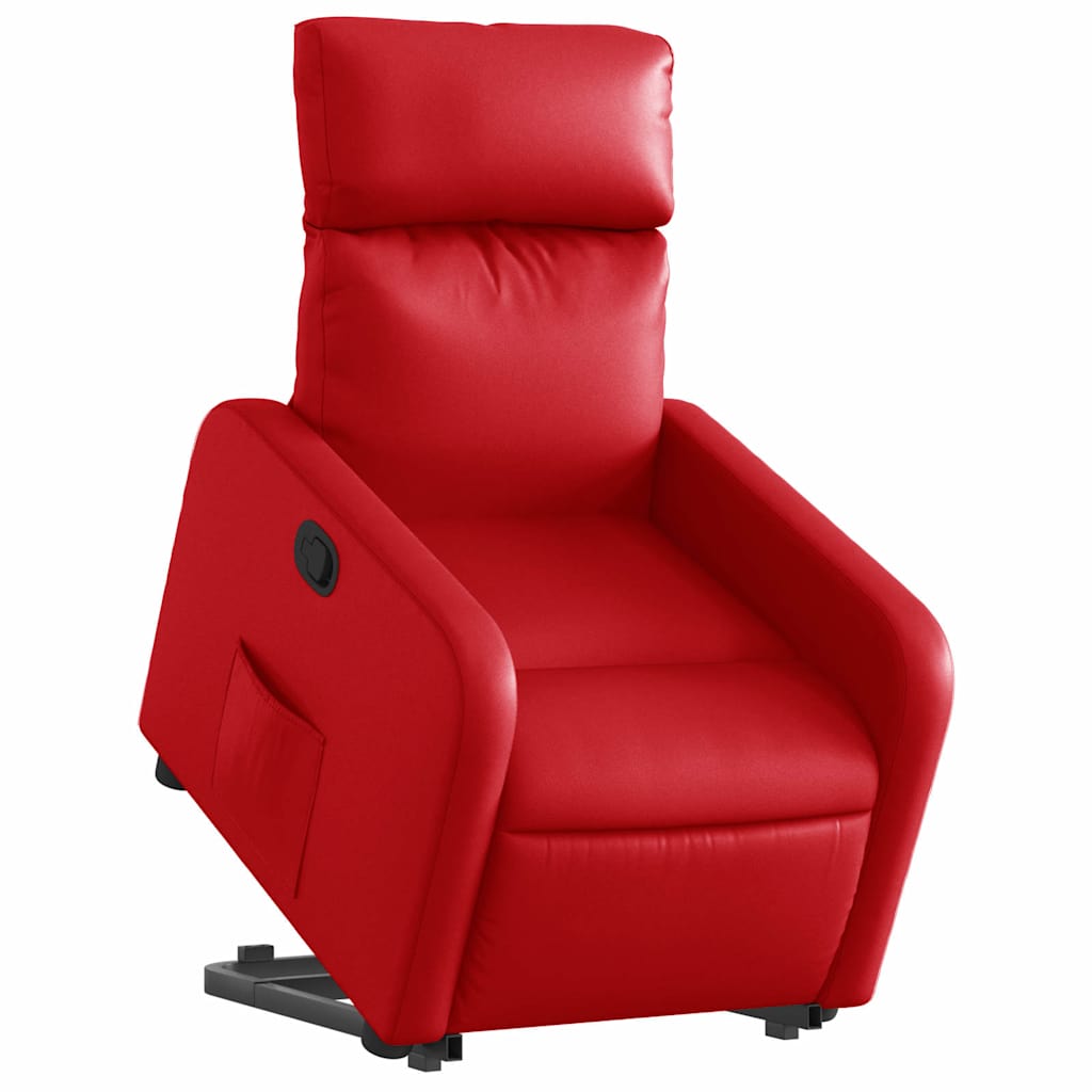 Recliner with Rising Aid Red Faux Leather