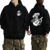 Guitar Player Skull Skeleton Gift Double Sided Printed Black Streetwear Men Women Hip Hop Casual Hoodies Unisex Fleece Pullovers