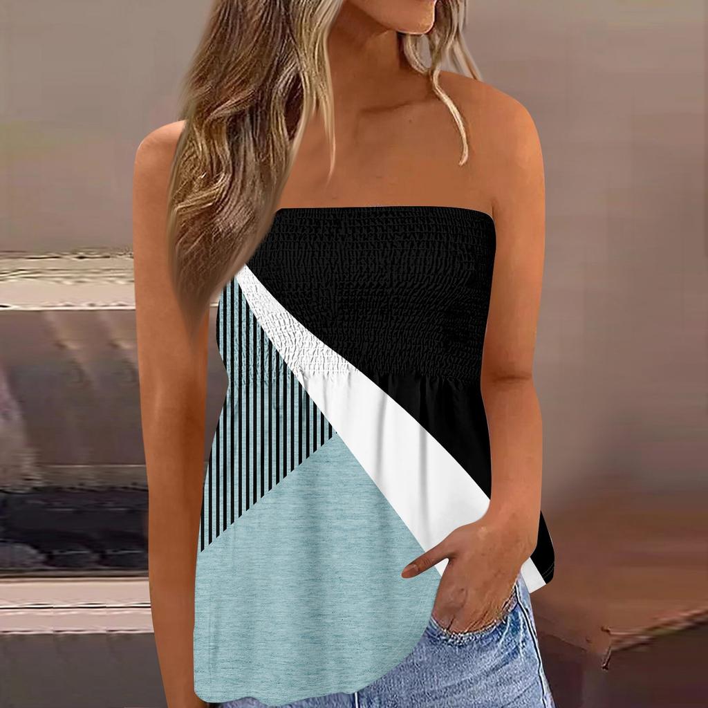 Tube Tops For Women,Cute Sexy Off Shoulder Print Sleeveless T-Shirt
