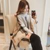 European and American High Neck Plaid Cape - Batwing Sleeve Knitted Pullover Shawl for Women