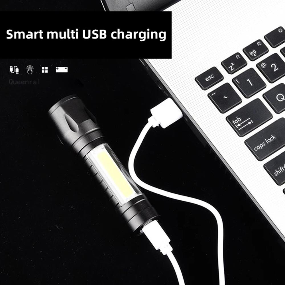 Мини-фонарик светодиодный перезаряжаемый портативный USB-зарядка высокой мощности для кемпинга водонепроницаемый с большим радиусом действия с клипсой для ручки