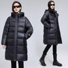 Новая хлопковая куртка для мужчин и женщин, Зимняя длинная утепленная хлопковая куртка черно-золотого цвета, Свободная куртка с капюшоном длиной ниже колена