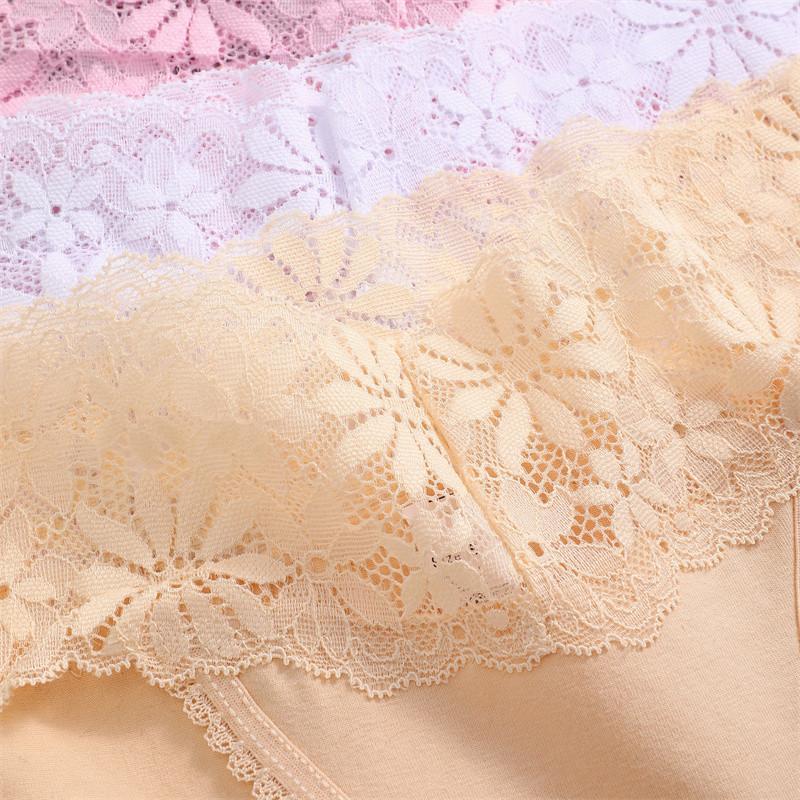 FINETOO High Waist Lace Panties for Woman Comfort Cotton Briefs Sexy Lace Edge Lingerie Breathable Underwear