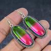 Двухцветный турмалин драгоценный камень 925 стерлинговое серебро ювелирное изделие серьга 2,44"