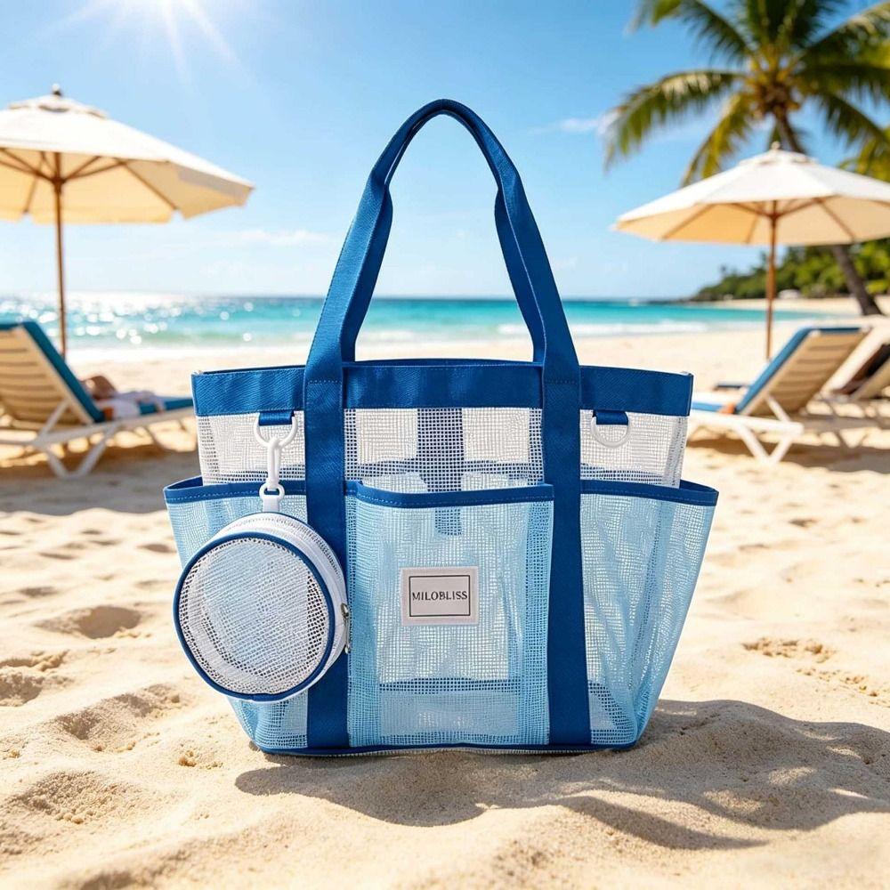 Large Capacity Mesh Swimming Bag Waterproof Shoulder Bag Portable Beach Tote Bag Beach