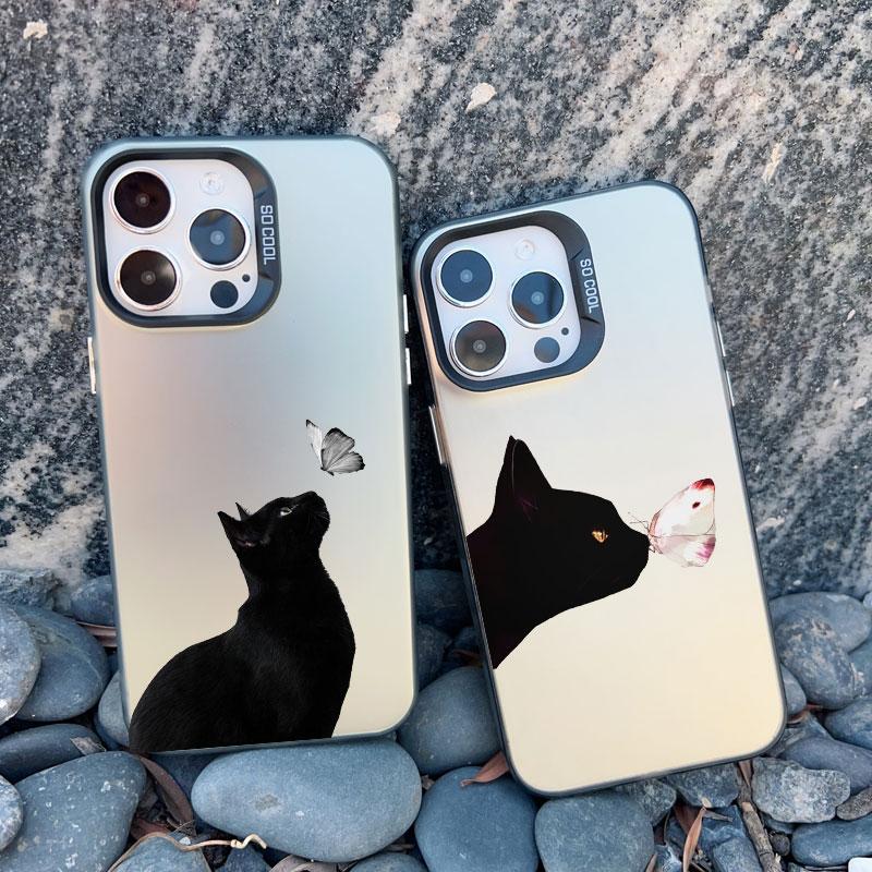 Черный Персональный Крутой Кот Ударопрочный Чехол Для Телефона Для iPhone 12 11 Pro Max 15 14 13 Pro Max 13 Mini 15 14 Plus Лазерные Задние Крышки