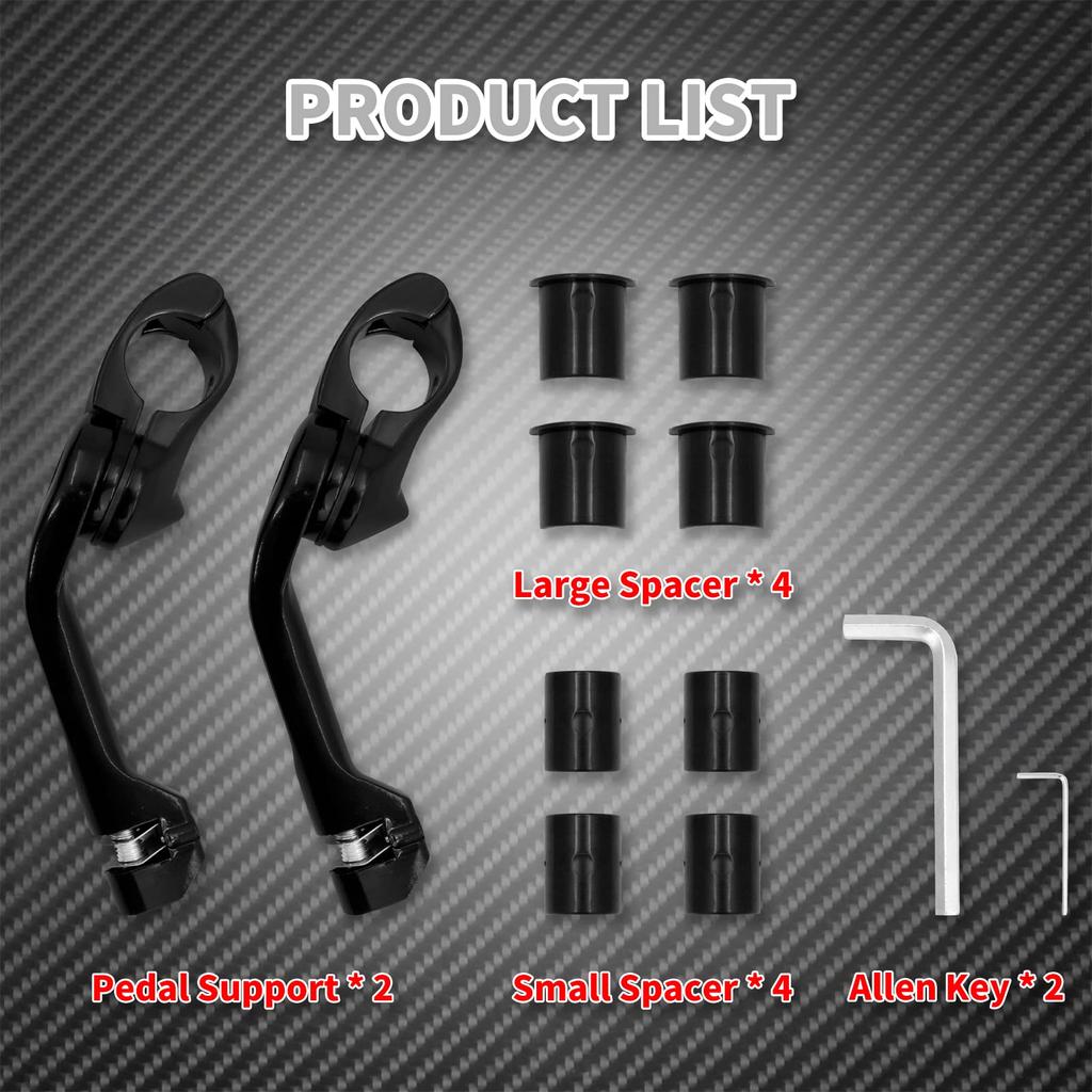 HDBUBALUS Мотоциклетные 1 Шоссейные подножки Универсальные регулируемые шоссейные подножки с длинным угловым креплением для подножек для Harley Road Street и черное крепление 1/4",