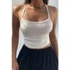 Women's White Camisole Thin Strap Crop Blouse