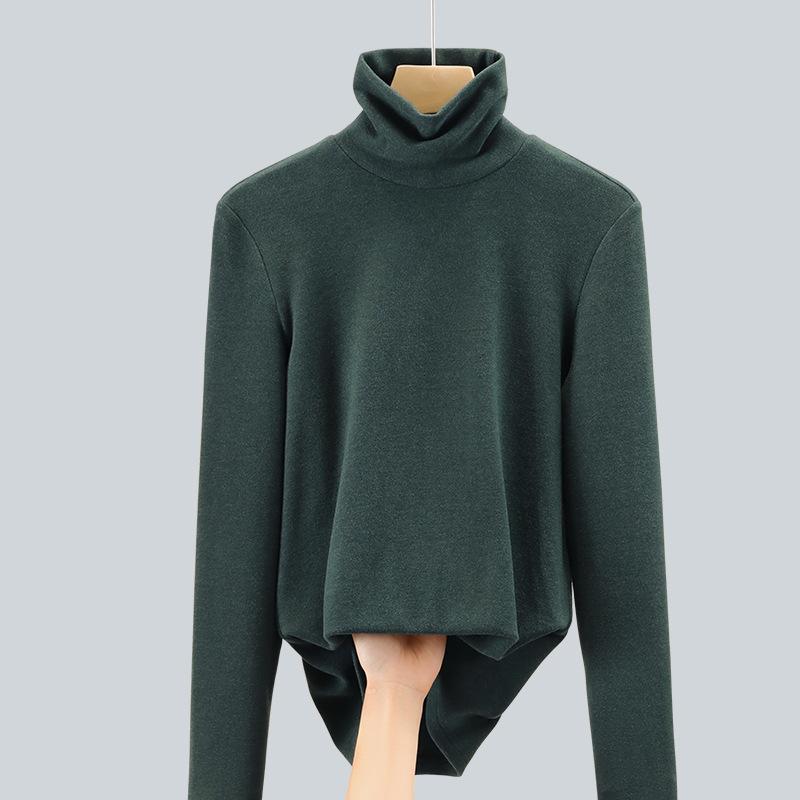 Turtleneck Bottoming Shirt Women's New Women's Clothing Double-sided Abraded T-shirt Warm Inner Temperament Waist Top