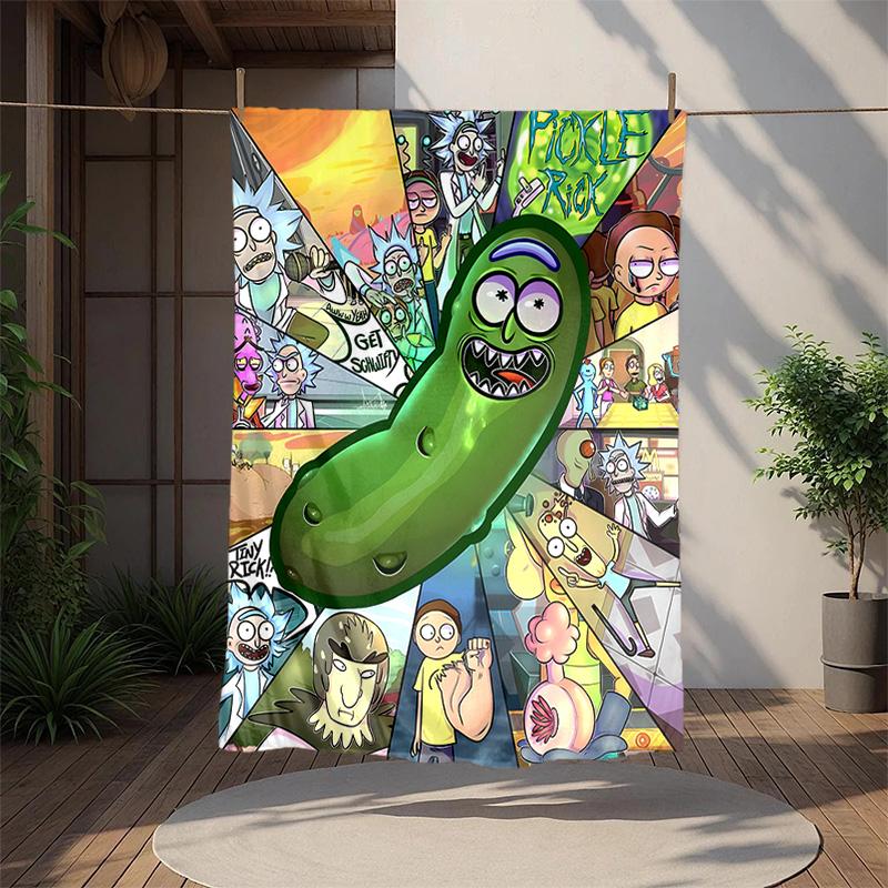 Rick Morty Flannel Blanket Soft Warm All-Season Throw, Design for Camping, Car Travel, Hiking Sofa, Bed, Office Perfect Gift for Parties