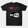 Мужская черная футболка с принтом, очень большая футболка i-love-my-wifi-wife, хлопковая футболка с принтом на бумаге для переноса без разрезов