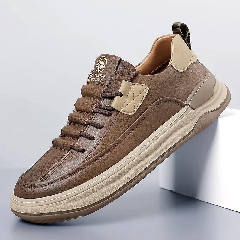 Итальянские мужские кроссовки из натуральной кожи, нескользящая повседневная обувь для отдыха на открытом воздухе, классические дизайнерские туфли на шнуровке, роскошные удобные теннисные туфли для мужчин