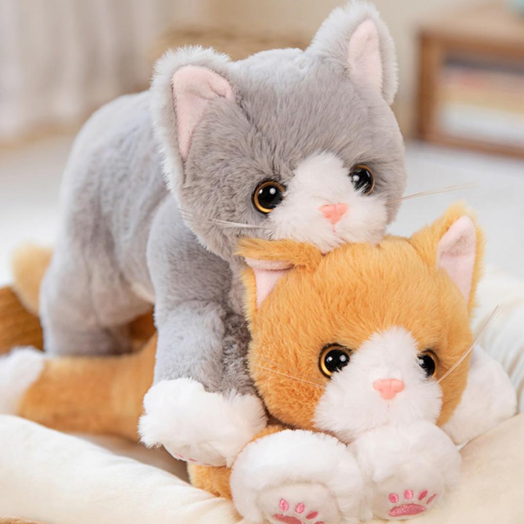 Реалистичный плюшевый кот, тело, как живой, спящая машина, подарок для 47 см, серовато-белая игрушка, подушка, милый, пушистый, кукла, подушка, мягкий, подушка, моющийся,