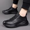 Fashion Men's Casual Shoes Lace Up Black Trend Wild Fashion Men Shoes Thick-soled Shoe Men Leather Shoes Men Zapatos De Hombre