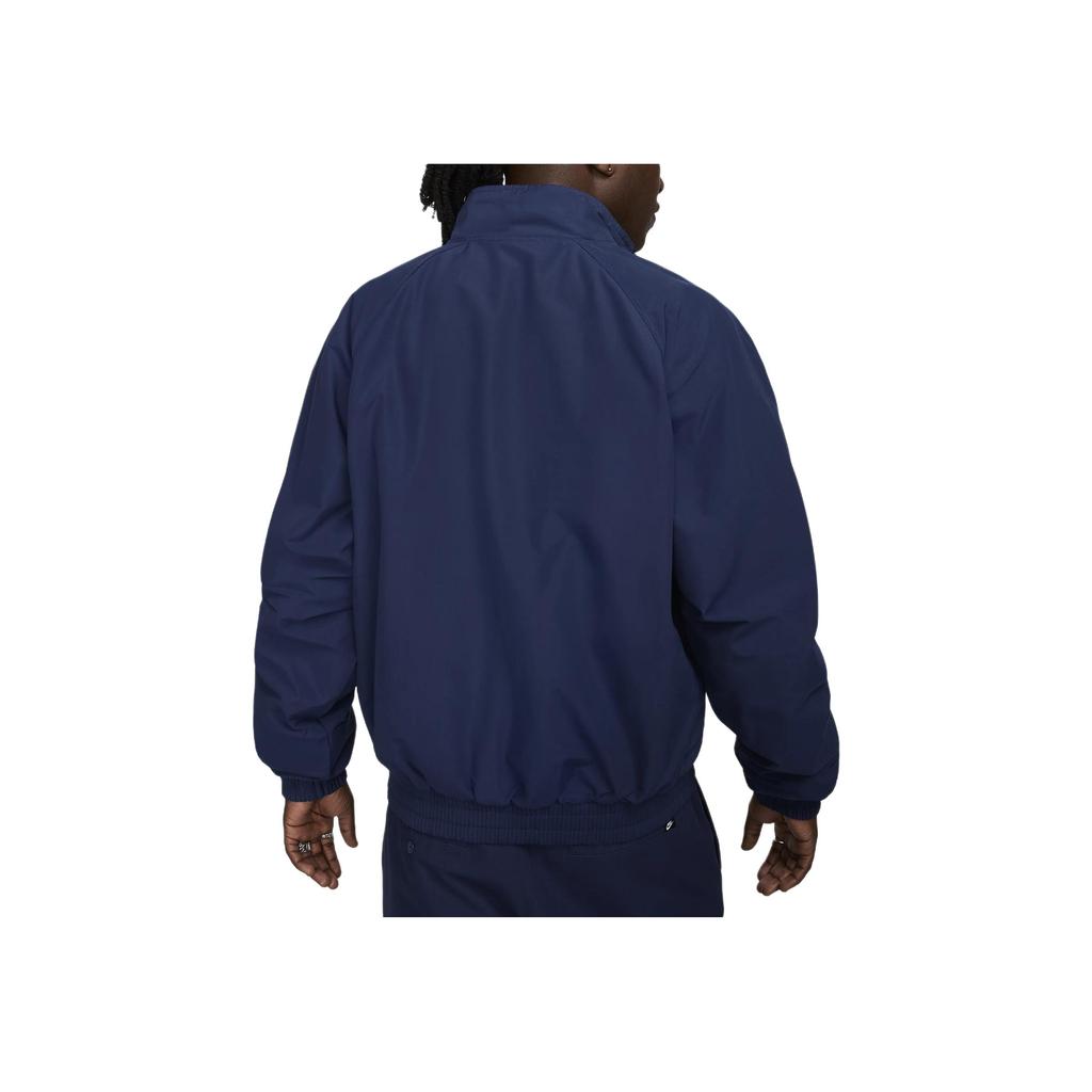 Nike Куртка повседневная Club Fleece Futura тканая с воротником-стойкой на молнии для мужчин Куртки Midnight-Navy White FZ0656-410