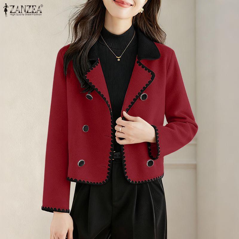 ZANZEA Women Turn Down Collar Casual Long Sleeve Thin Cardigan Outwear