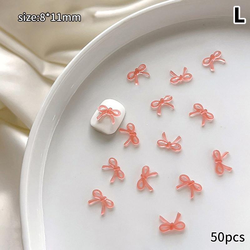 50Pcs Resin Bow Nail Charm Bulk Mix Size 3D Ribbon Bowkont Mini Kawaii Nail Art Accessories Diy Cute Nails Decorations