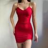 Модное летнее платье-комбинация с v-образным вырезом, женское платье-футляр с цепочкой на бретельках, красное короткое мини-платье, облегающее сексуальное платье, повседневная одежда 24932