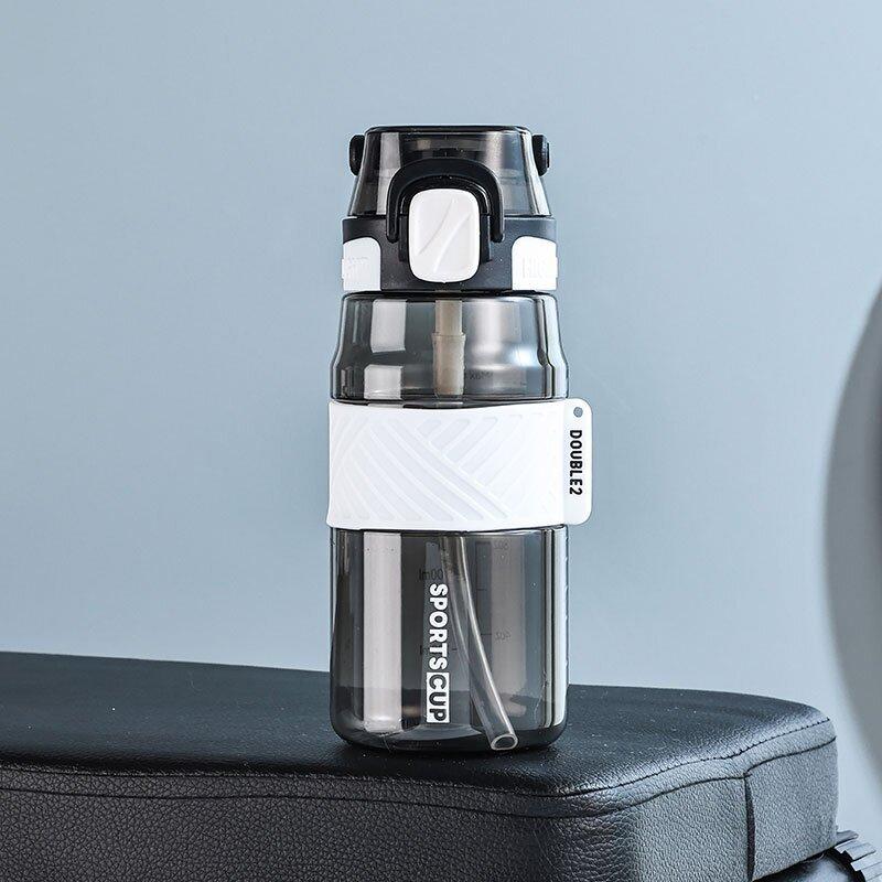 Water bottle sports water cup summer large-capacity plastic cup removable straw cup leak-proof portable space cup with graduated cup