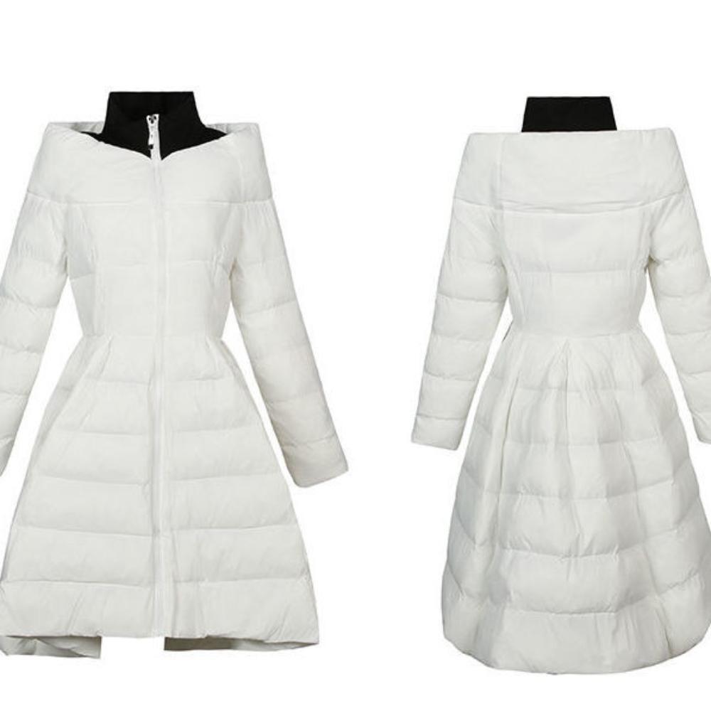 Новая модная приталенная хлопковая куртка средней длины с тонкой бежевой и белой талией, легкая, роскошная, теплая